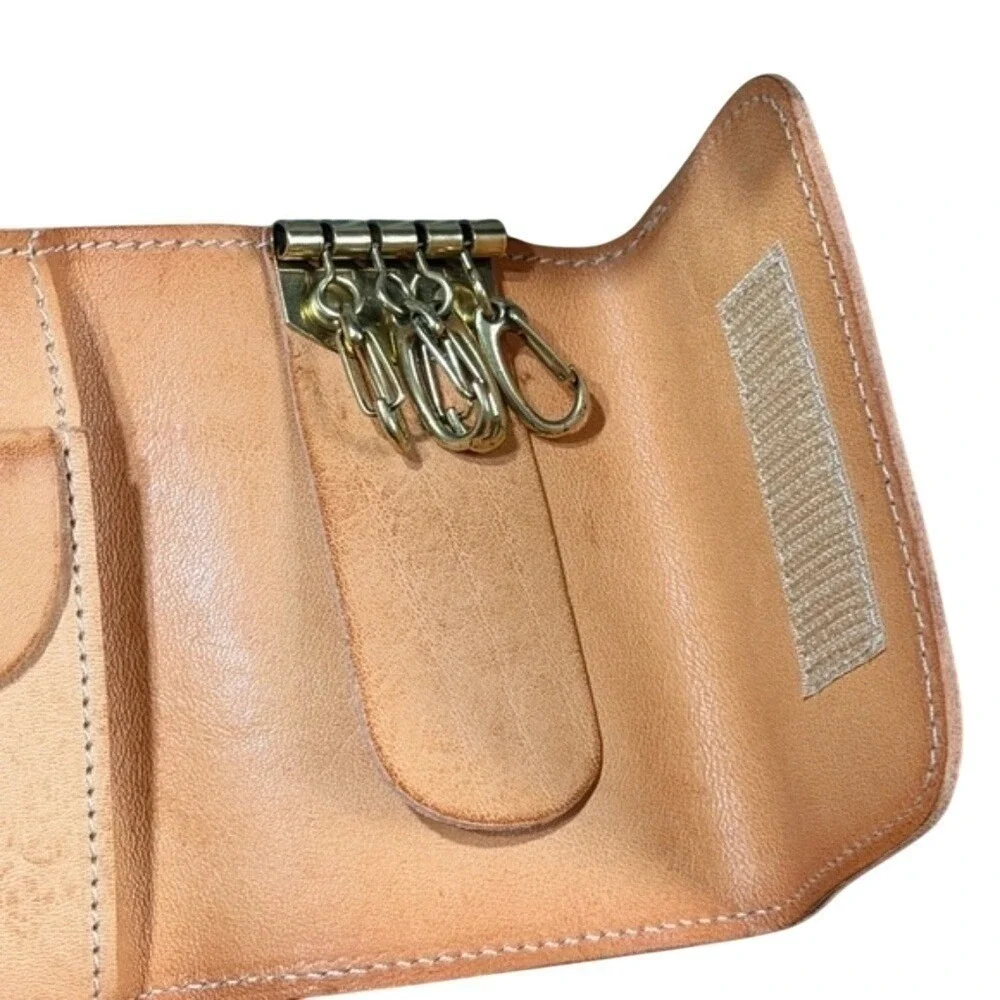 Il Bisonte Tan Leather 4-Hook Key Case Wallet W.A. Di Filippo Made in Italy